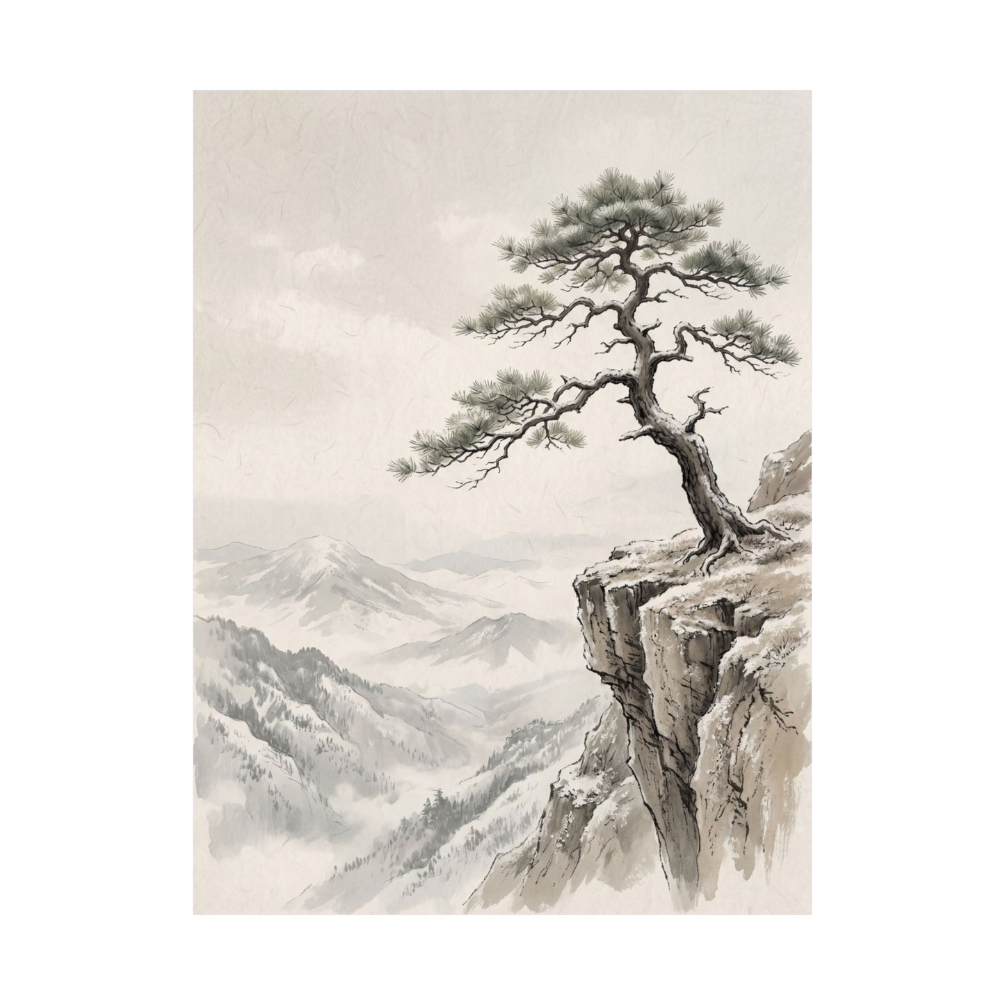 Pine Tree Wall Art Print | Winter Japandi Japanese Pattern Art