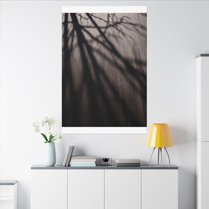 Dark Japandi Shadow Play in Dawn | Moody Minimal Canvas Art