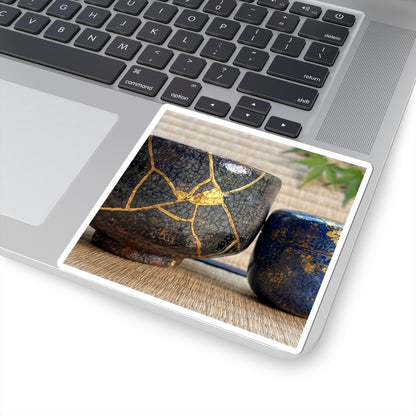 Kintsugi Tea Ceremony in Dawn | Crackle Gold Sticker
