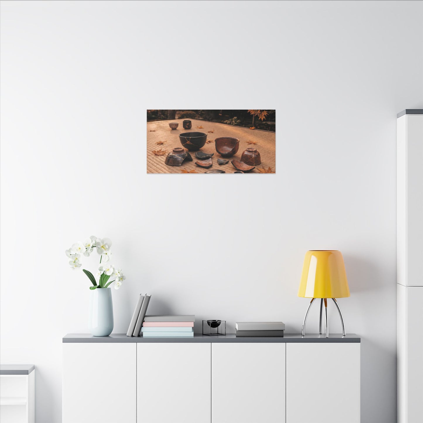 Golden Hour Tea Ceremony Canvas Art - Kintsugi Shibui