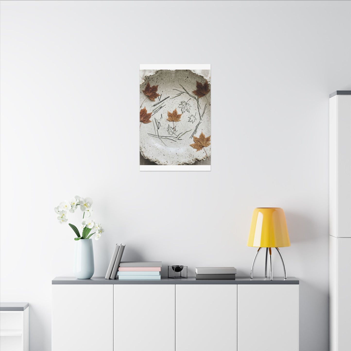 Ceramic Bowl Autumn Canvas Art | Japandi Elegant Design
