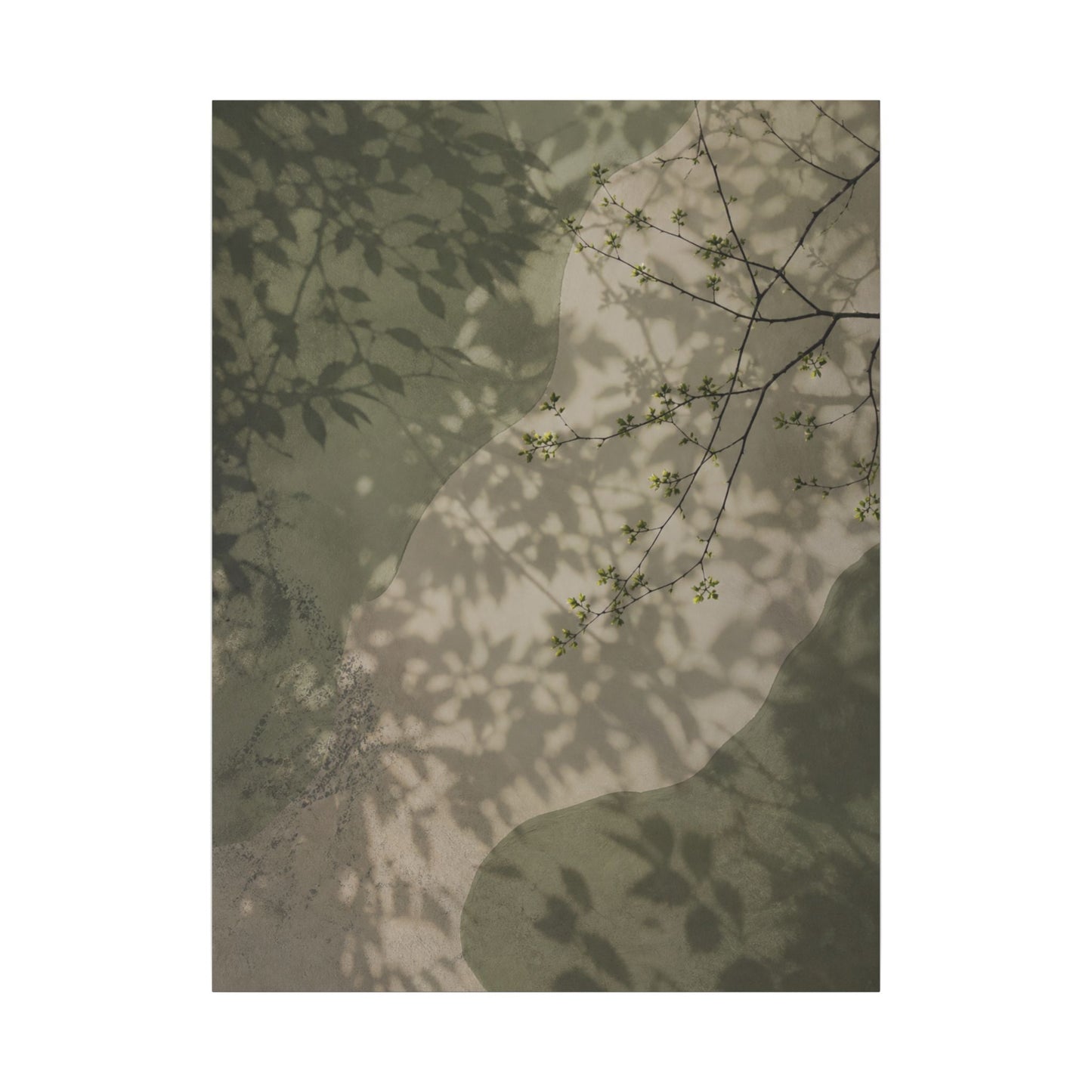 Neutral Shadow Play Canvas Art - Japanese Pattern Japandi