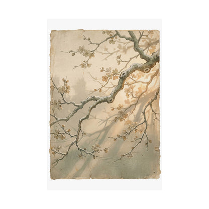 Cherry Blossom Japanese Pattern Wall Art Print | Earthy Japandi Art
