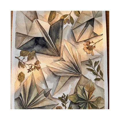 Cozy Paper Fold Wall Art Print - Watercolor Japandi