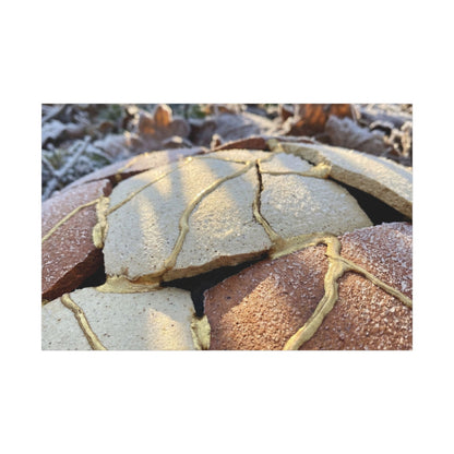 Broken Pottery Crackle Gold Canvas Art | Healing Kintsugi Art