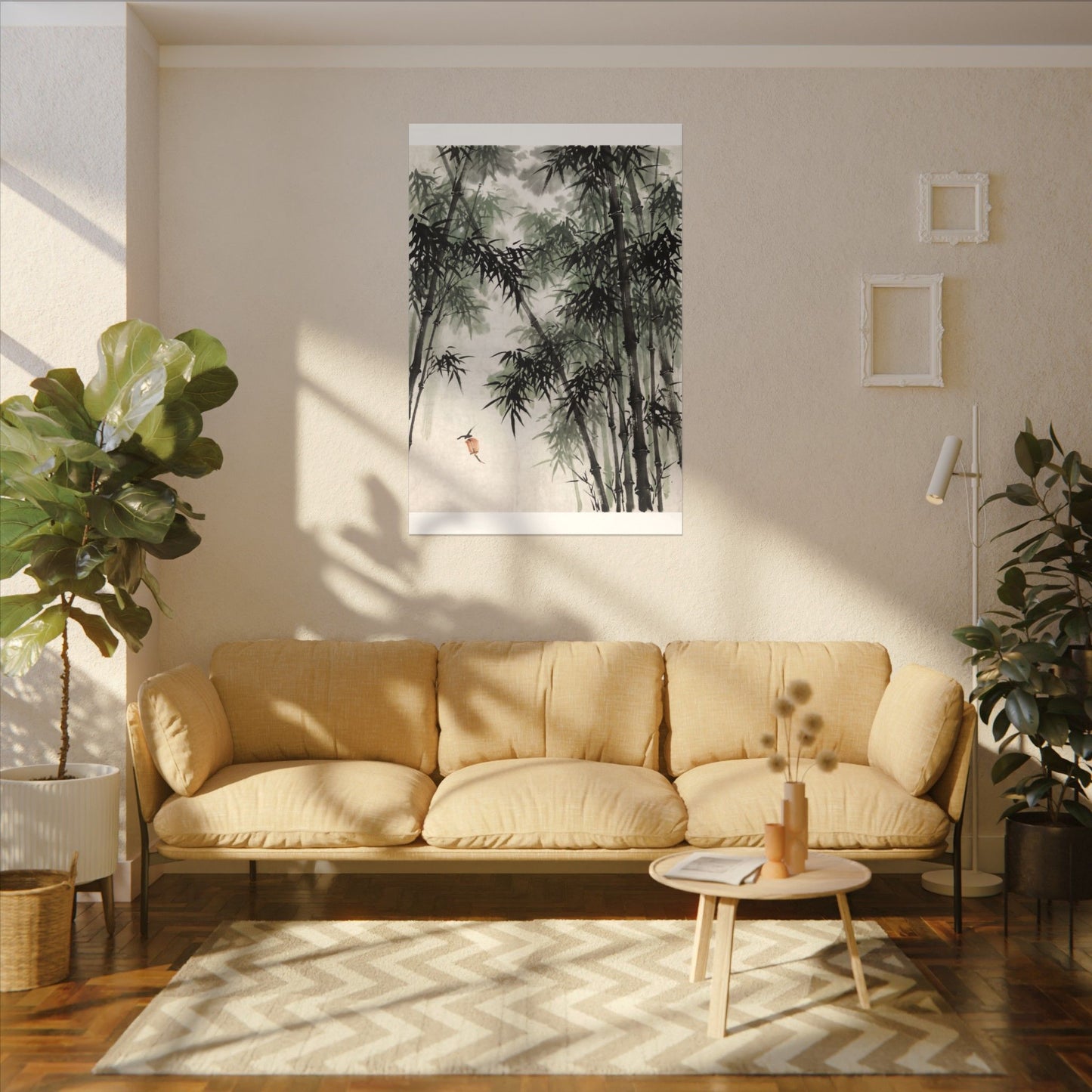 Zen Bamboo Grove in Overcast | Sumi E Canvas Art