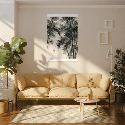 Zen Bamboo Grove in Overcast | Sumi E Canvas Art