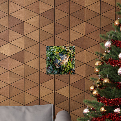 Winter Moss Close Up Gold Repair Wall Art Print | Beautiful Decor