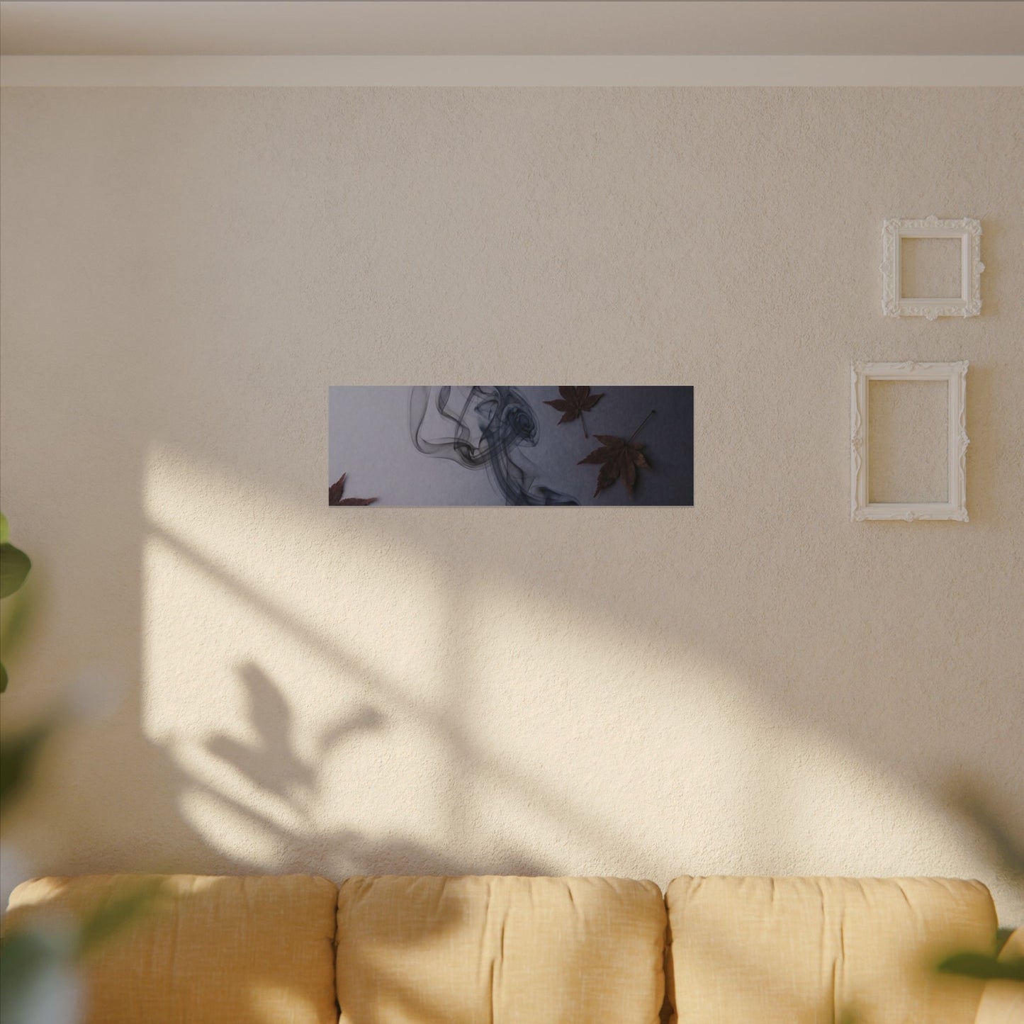 Dark Japandi Incense Smoke in Dawn | Moody Minimal Canvas Art