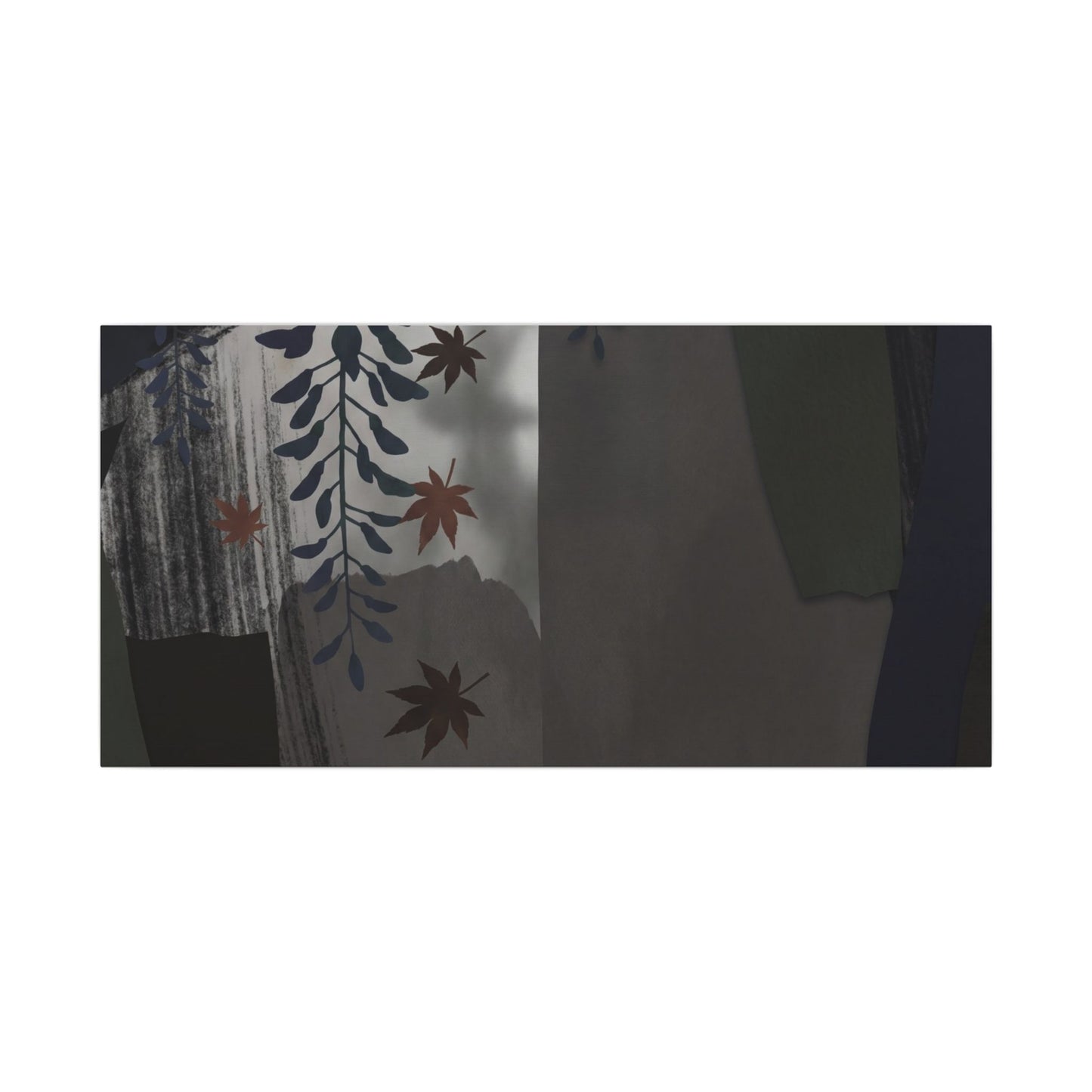 Wisteria Autumn Canvas Art | Dark Japandi Moody Design