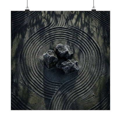 Winter Rock Garden Dark Texture Wall Art Print | Atmospheric Decor