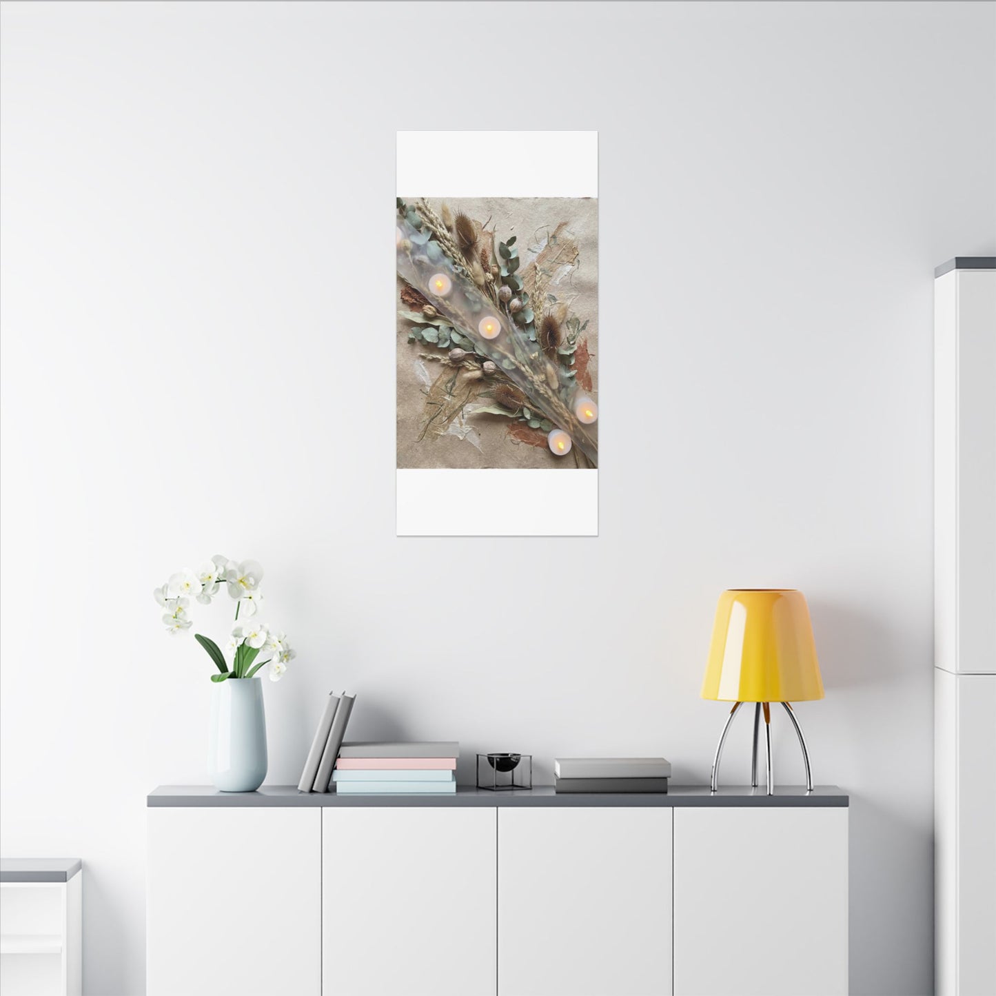 Candlelight Dried Flowers Canvas Art - Japandi Kanso