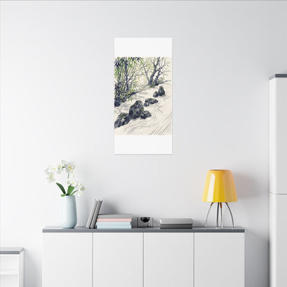 Dappled Rock Garden Canvas Art - Zen Mono No Aware