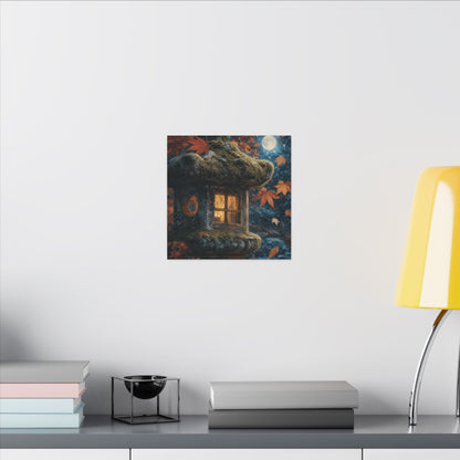 Autumn Stone Lantern Forest Whimsy Canvas Art | Earthy Decor