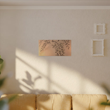 Japandi Wisteria in Candlelight | Minimal Line Canvas Art