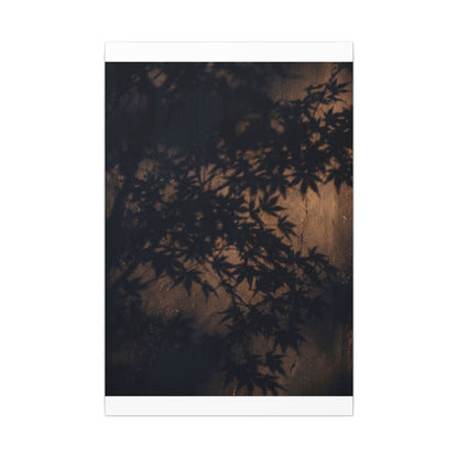 Shadow Play Autumn Canvas Art | Dark Japandi Atmospheric Design