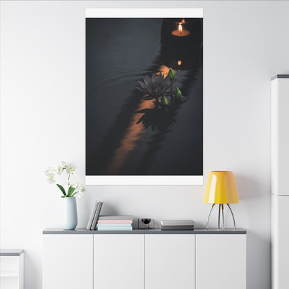 Seijaku Lotus Flower Canvas Art - Dark Japandi Shadow Zen