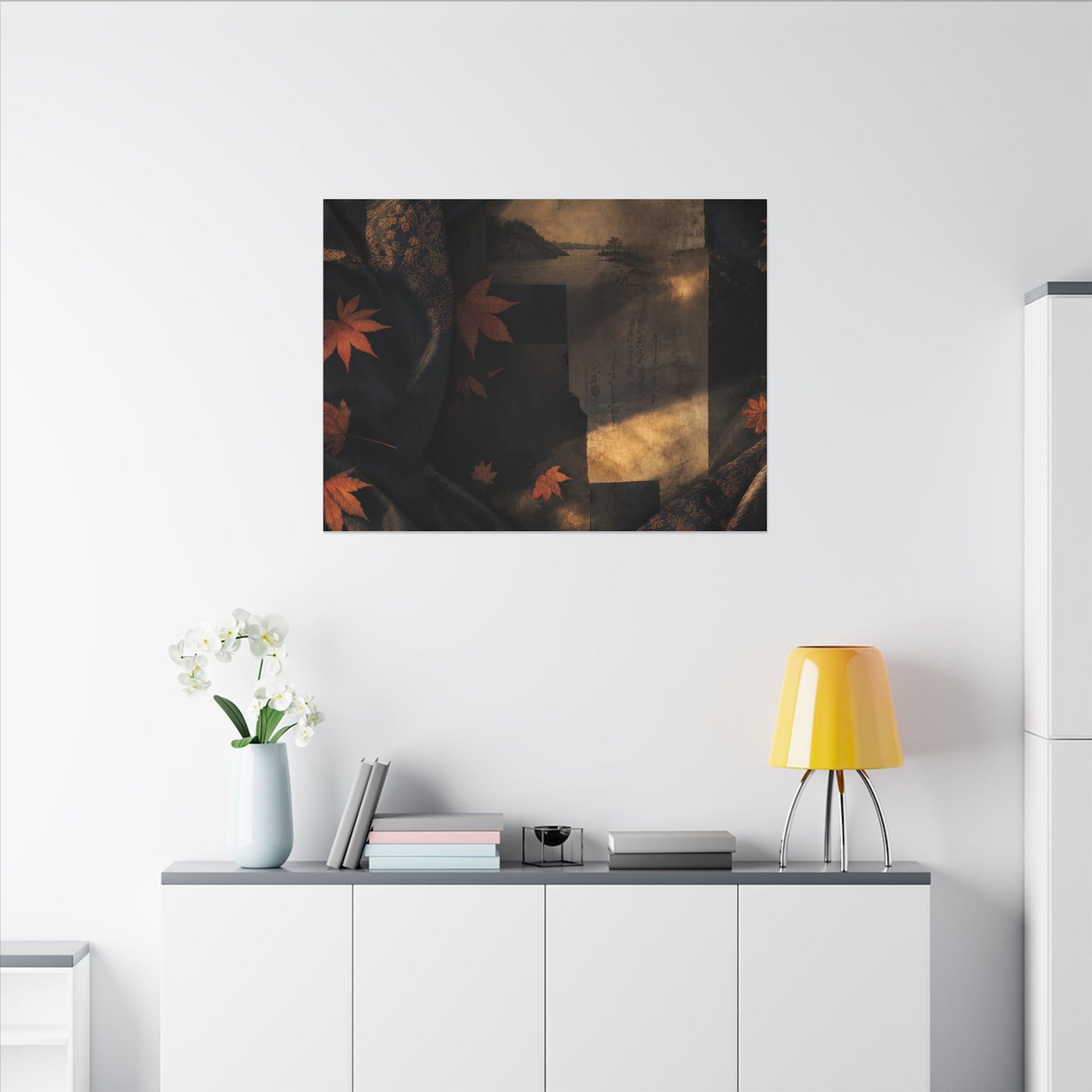 Autumn Silk Drape Shadow Zen Canvas Art | Bold Decor