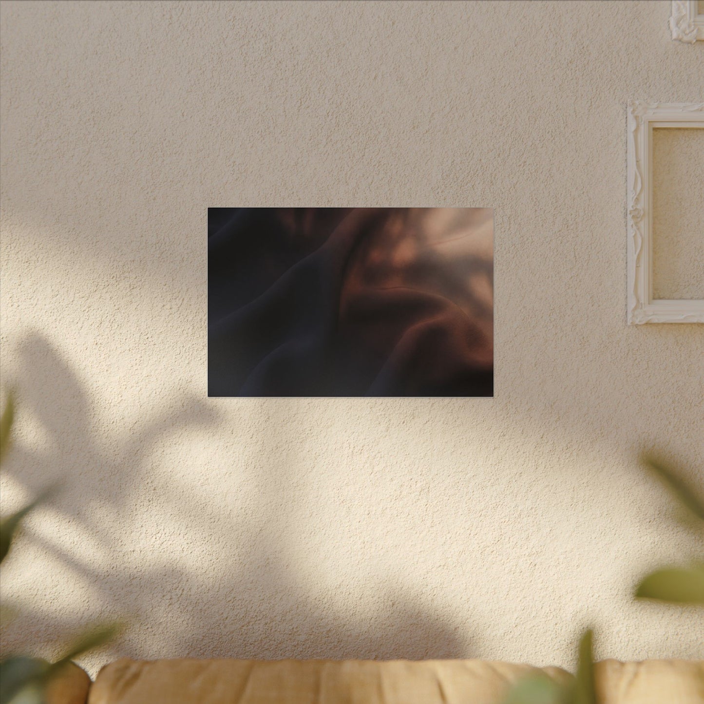 Dark Japandi Silk Drape in Dawn | Shadow Zen Canvas Art