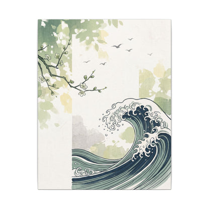 Spring Ocean Wave Ukiyo E Inspired Canvas Art | Serene Decor