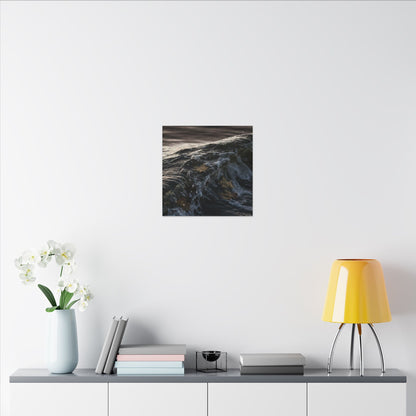 Dark Japandi Ocean Wave in Dawn | Moody Minimal Canvas Art