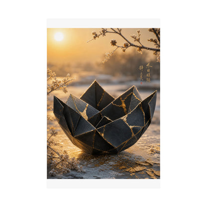 Paper Fold Gold Repair Wall Art Print | Resilient Kintsugi Art