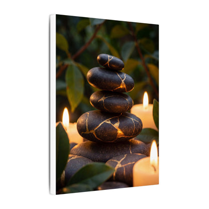 Summer River Stones Gold Vein Canvas Art | Philosophical Decor