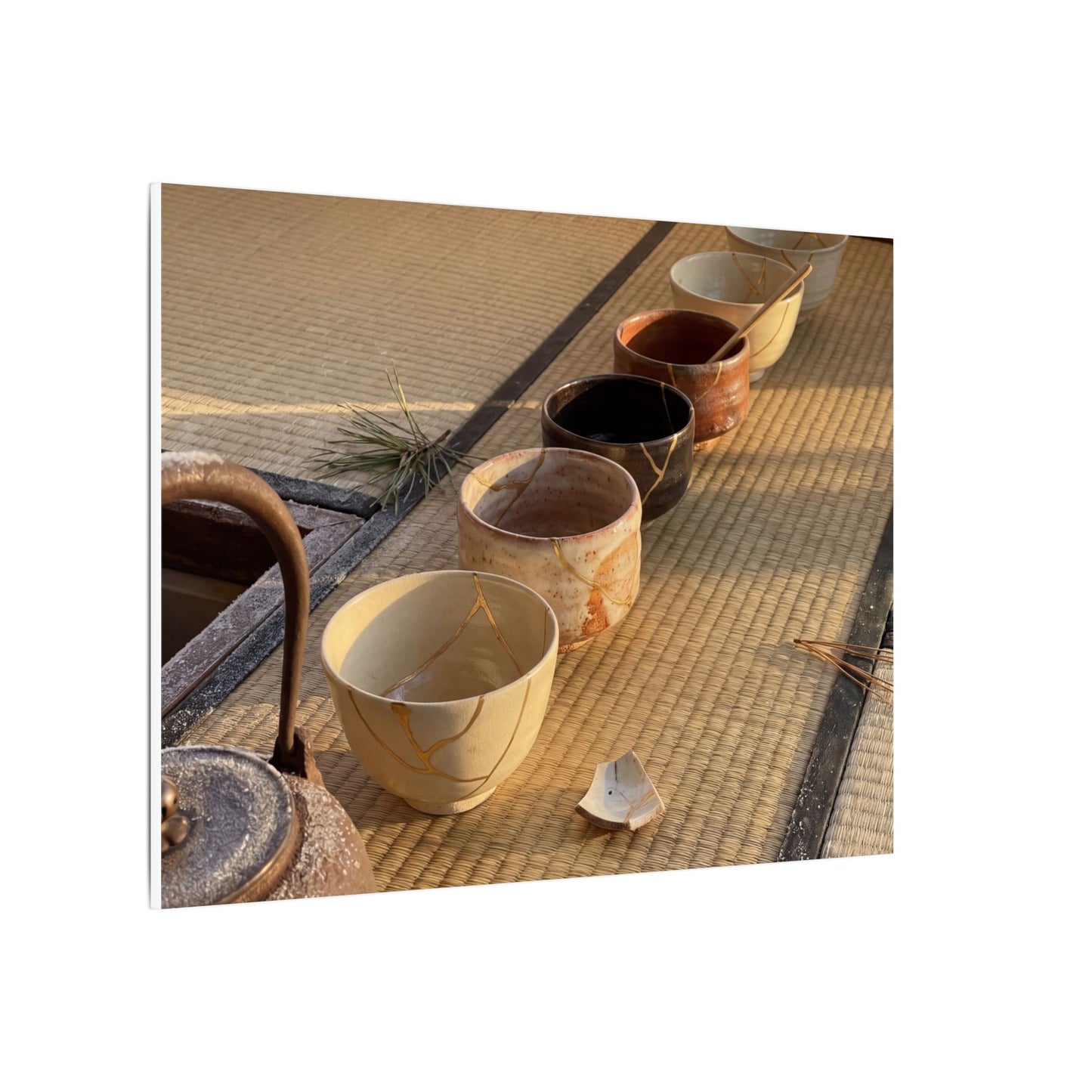 Kintsugi Tea Ceremony in Golden Hour | Gold Repair Canvas Art