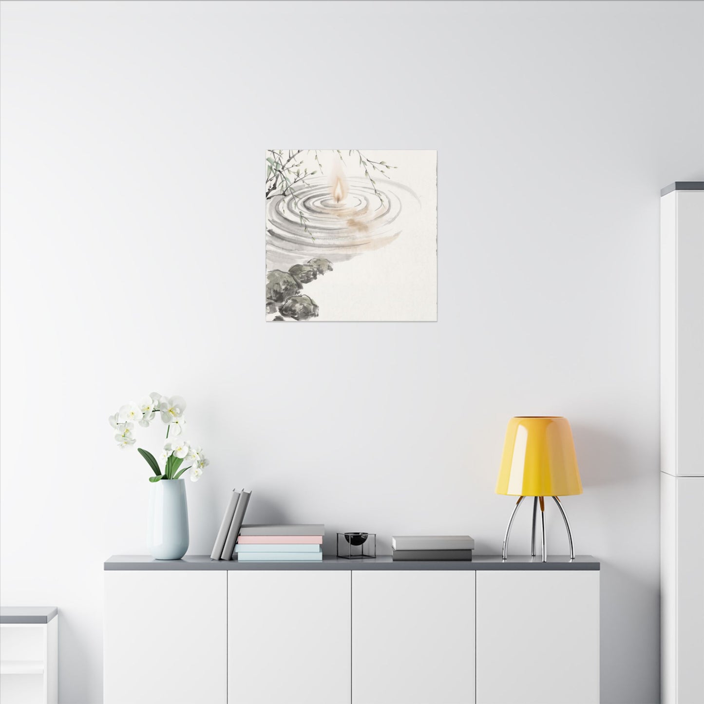 Water Ripple Sumi E Canvas Art | Tranquil Zen Art
