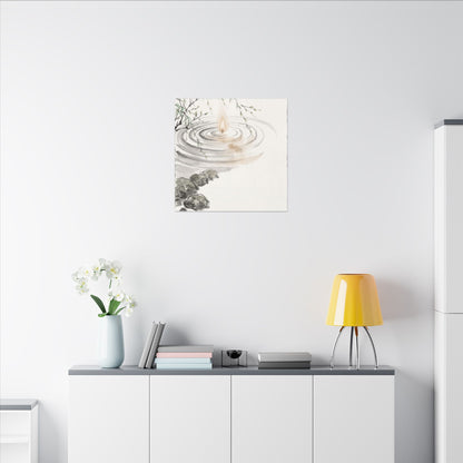 Water Ripple Sumi E Canvas Art | Tranquil Zen Art