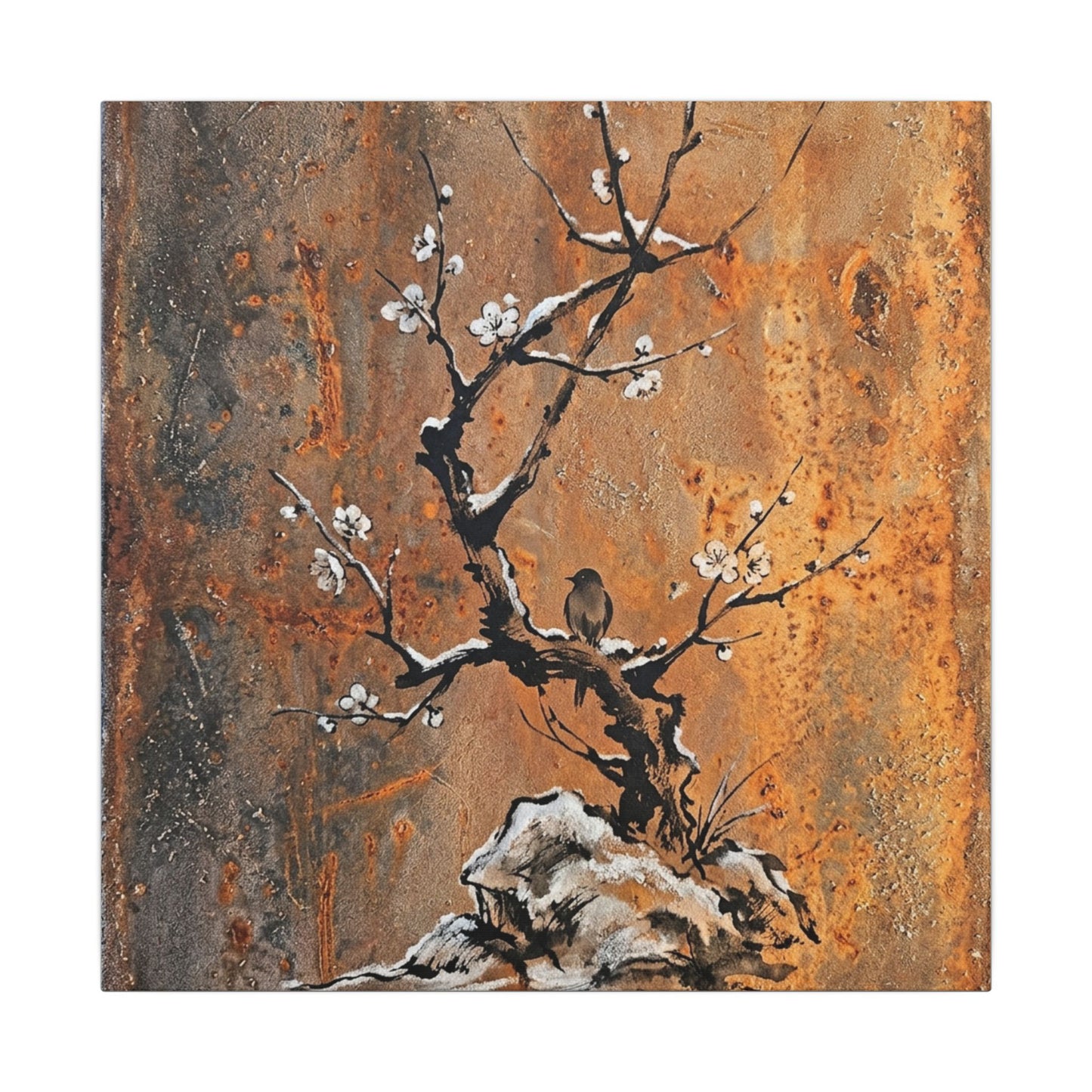 Datsuzoku Rust Patina Canvas Art - Zen Sumi E