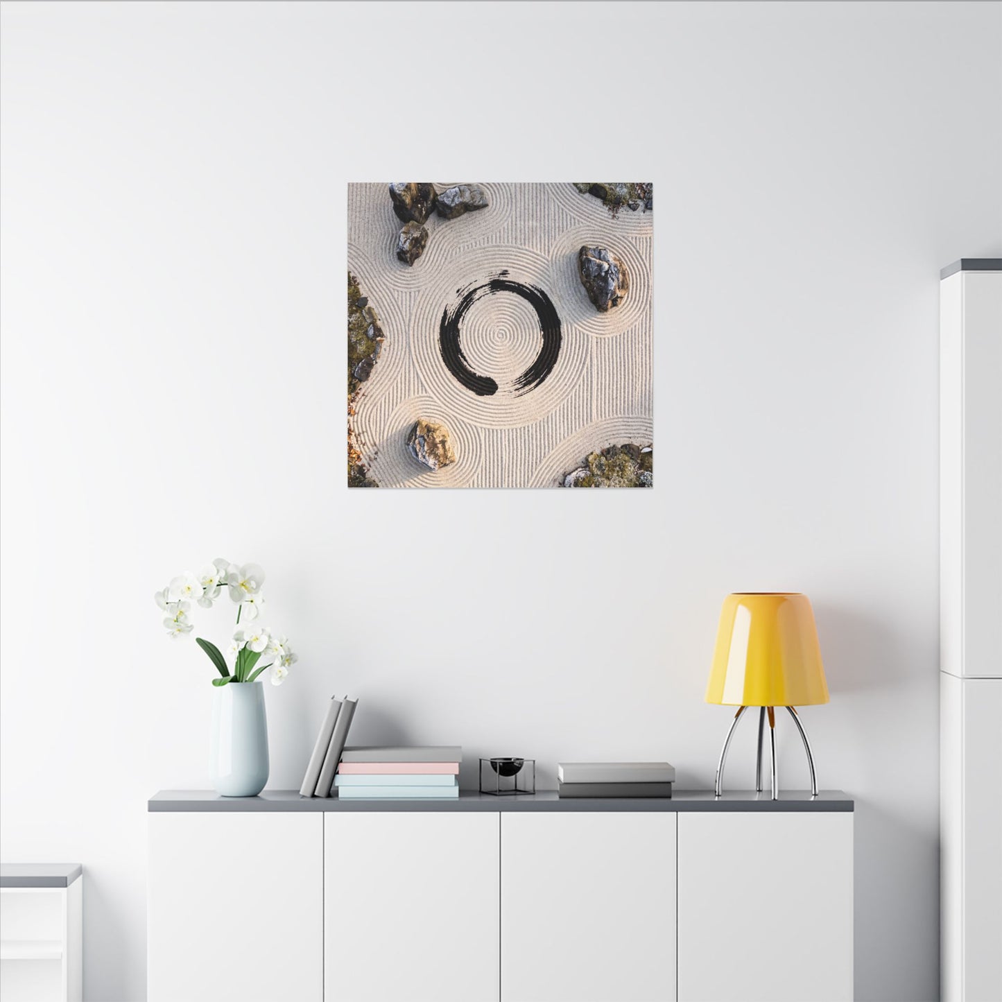 Rock Garden Canvas Art | Winter Zen Enso Art