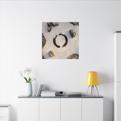 Rock Garden Canvas Art | Winter Zen Enso Art