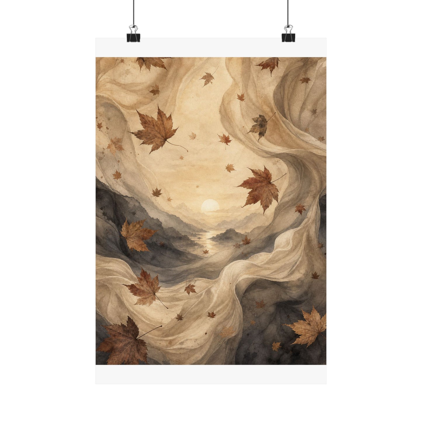Silk Drape Wall Art Print | Autumn Japandi Watercolor Art