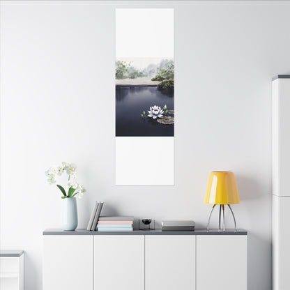 Lotus Flower Karesansui Canvas Art | Tranquil Zen Art