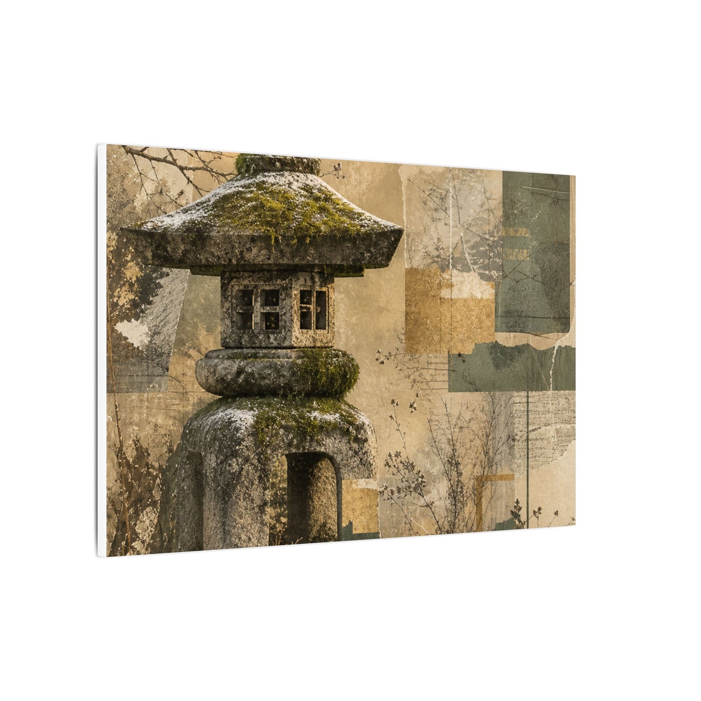 Elegant Stone Lantern Canvas Art - Texture Japandi