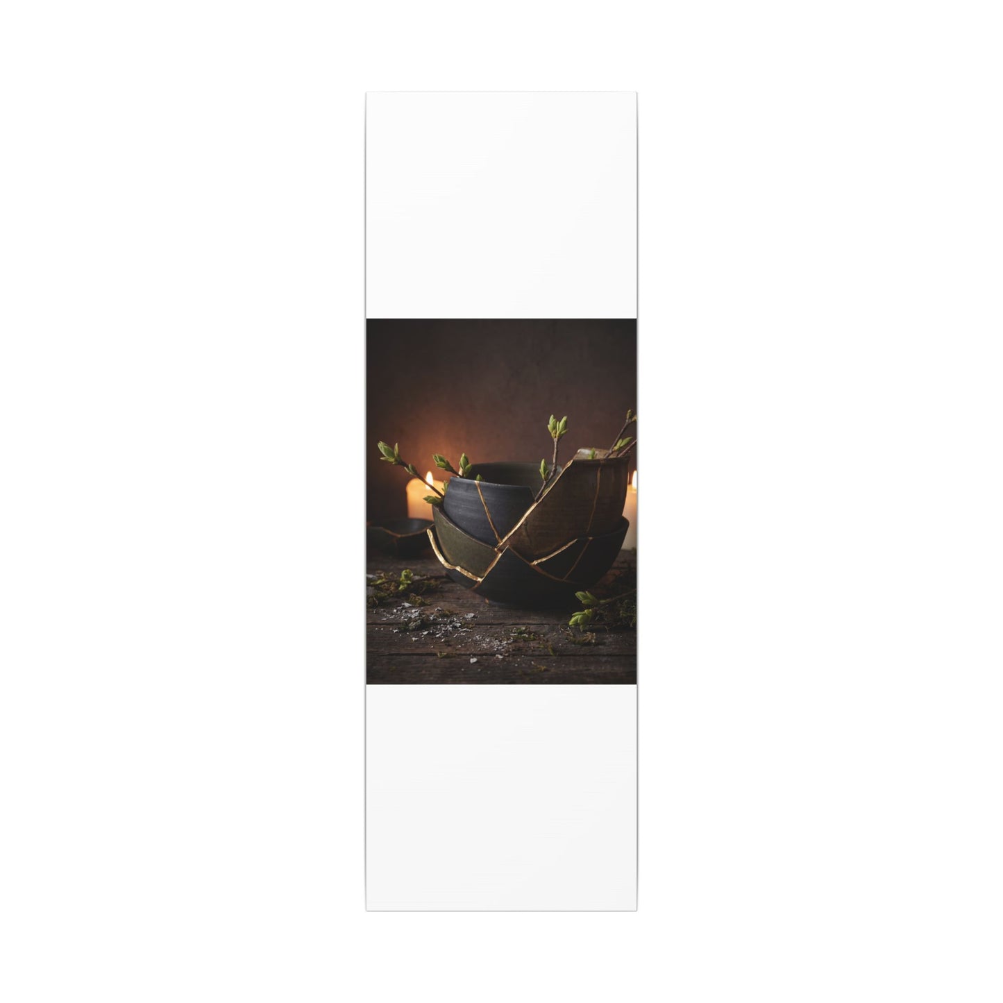 Broken Pottery Spring Canvas Art | Dark Japandi Luxurious Design