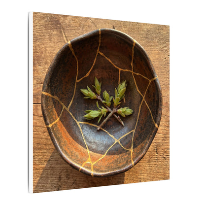 Ceramic Bowl Gold Repair Canvas Art | Resilient Kintsugi Art