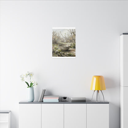 Japandi Ceramic Bowl in Overcast | Minimal Line Canvas Art