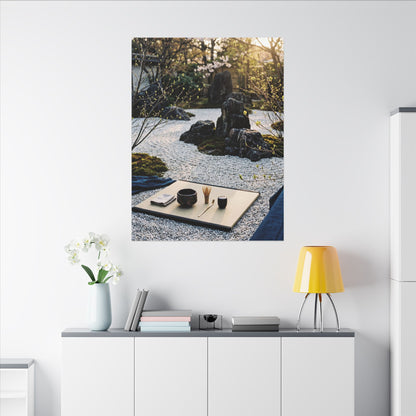 Zen Tea Ceremony in Golden Hour | Karesansui Canvas Art