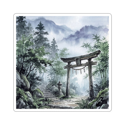 Torii Gate Sumi E Sticker | Tranquil Zen Art