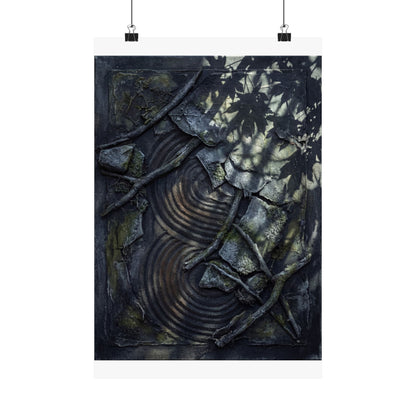 Winter Rock Garden Dark Texture Wall Art Print | Moody Decor Art Print