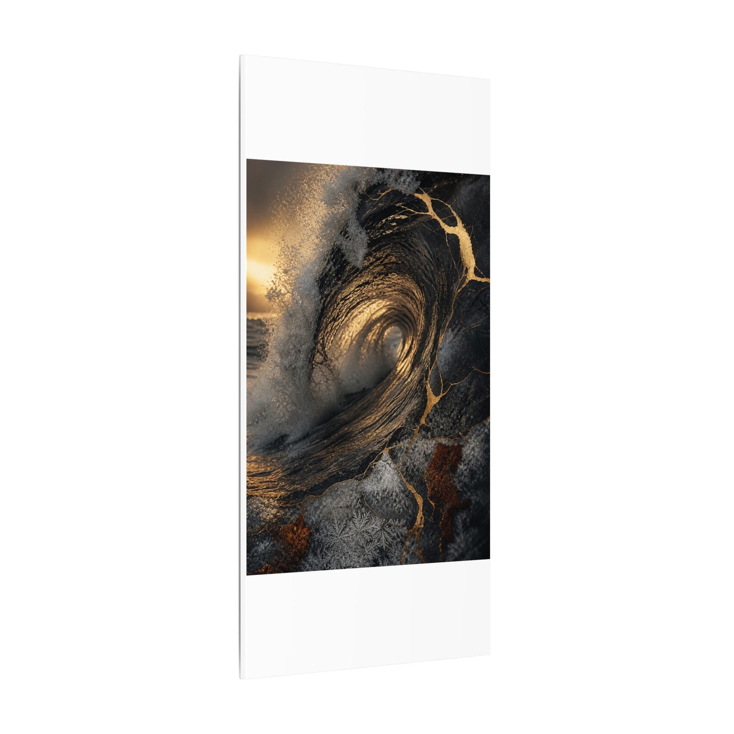 Kanso Ocean Wave Canvas Art - Kintsugi Gold Vein