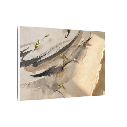 Ink Brushstroke Watercolor Canvas Art | Neutral Japandi Art