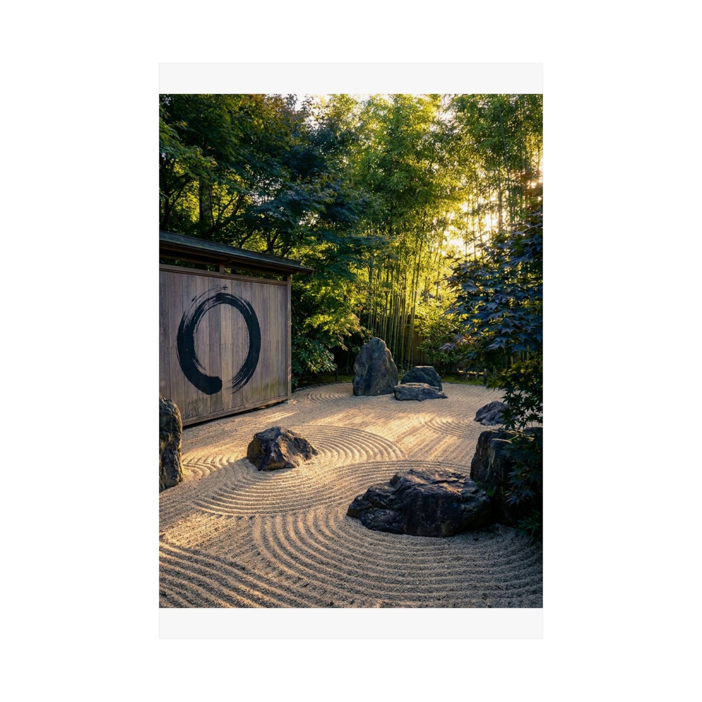 Golden Hour Rock Garden Wall Art Print - Zen Mono No Aware