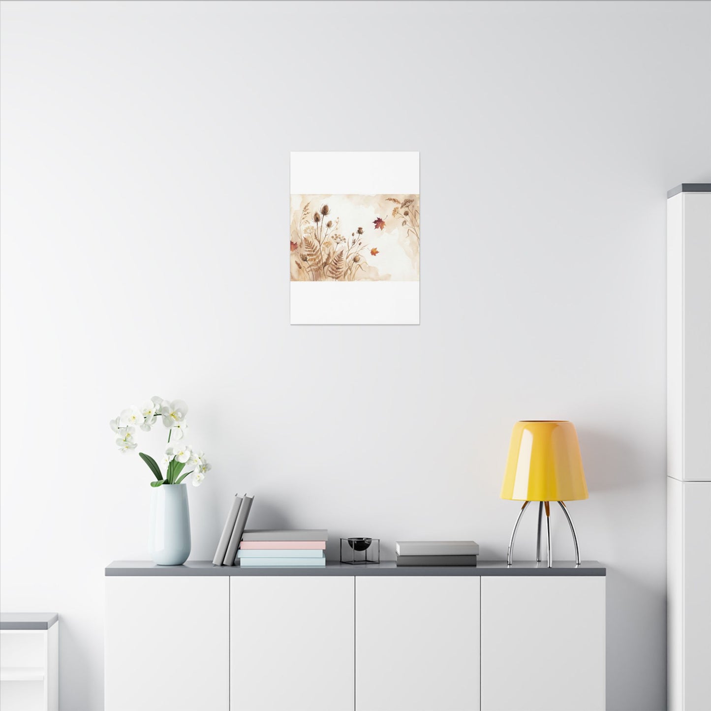 Dried Flowers Canvas Art | Autumn Japandi Watercolor Art