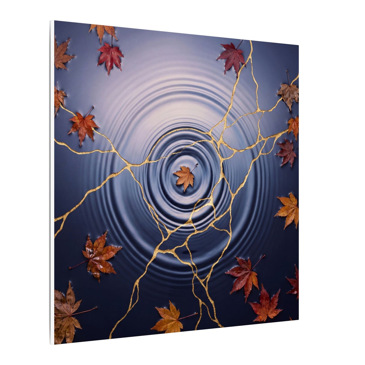 Kintsugi Water Ripple in Dawn | Gold Vein Canvas Art