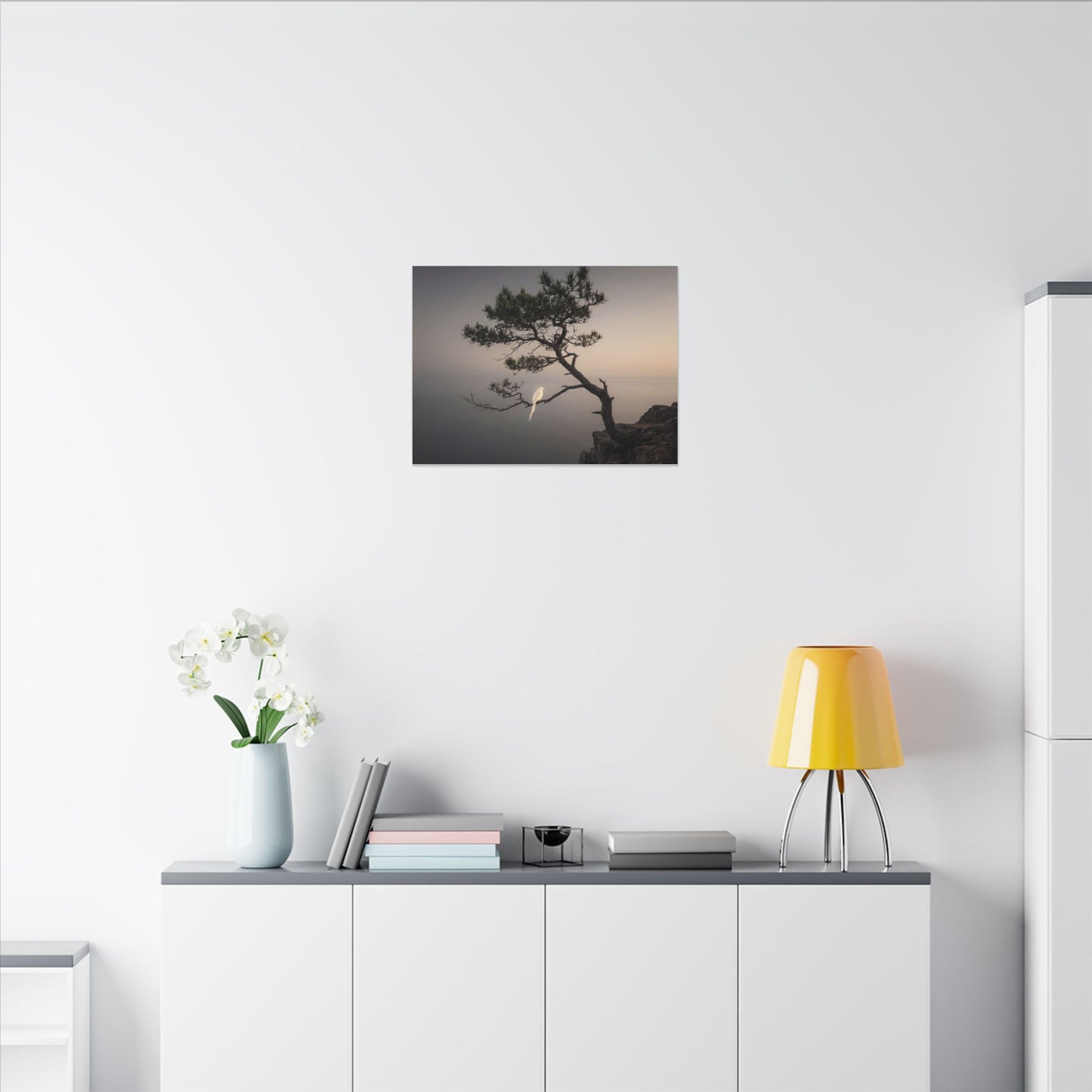 Dawn Pine Tree Canvas Art - Dark Japandi Datsuzoku