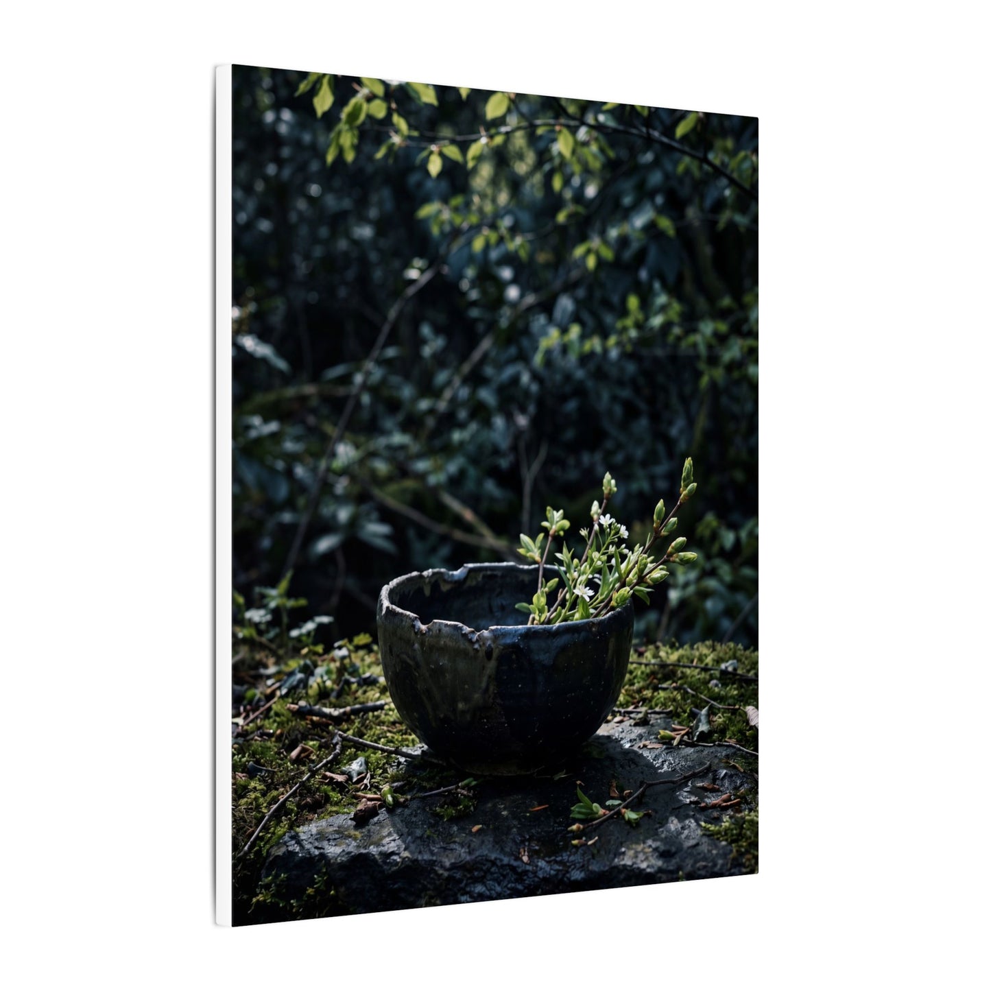 Dappled Ceramic Bowl Canvas Art - Dark Japandi Datsuzoku