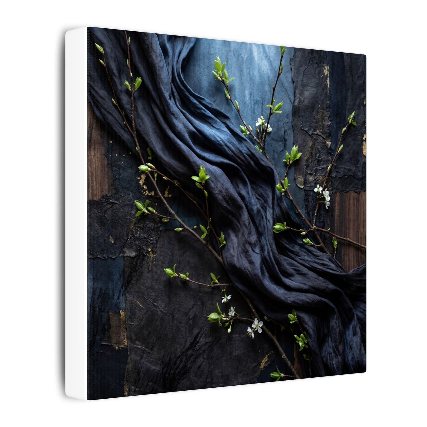 Spring Silk Drape Dark Texture Canvas Art | Atmospheric Decor
